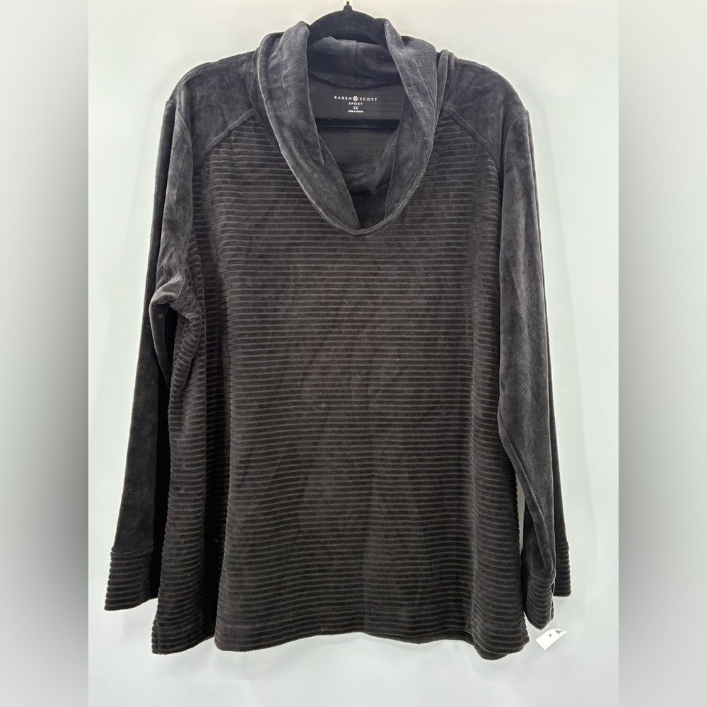 3For$20 Karen Scott Charcoal Black Cowl Neck NWOT Sweater size 1X